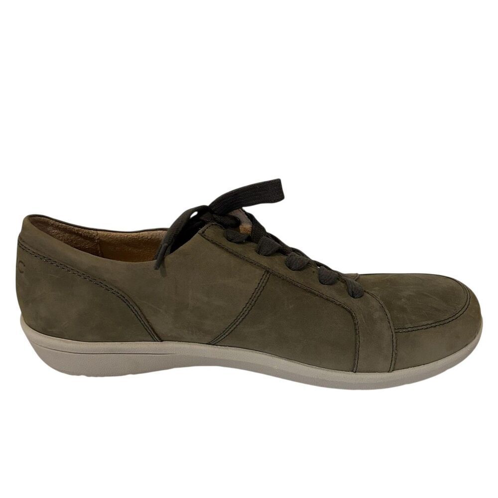 Vionic Shoes Womens 10 suede Olive Green Weather Resistant Zip Lace Sneakers